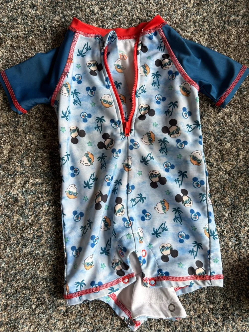 Disney Blue and Navy Mickey & Friends One-Piece Swim Sunsuit 12 months
